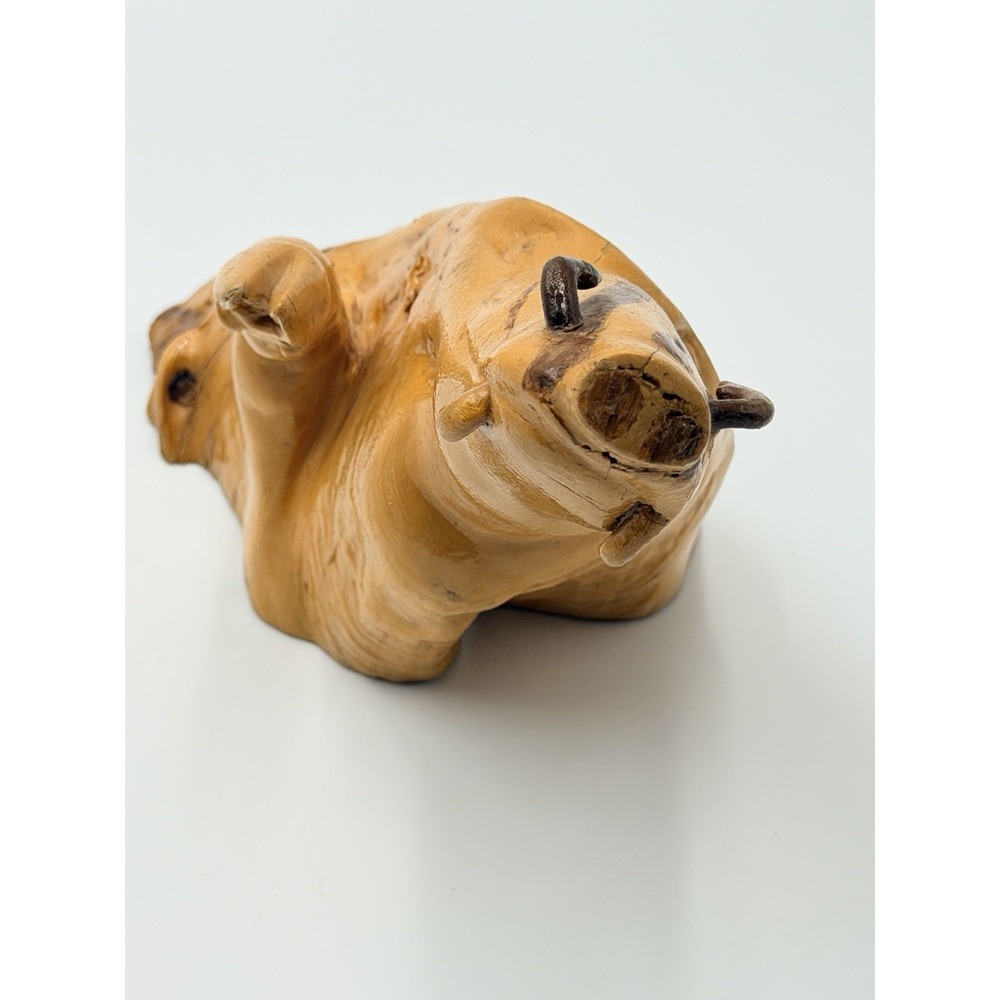 Hand Carved Wood Pig Boar Planter Holder Catchall Bowl Bizarre Folk Art WIERD - Picture 12 of 13